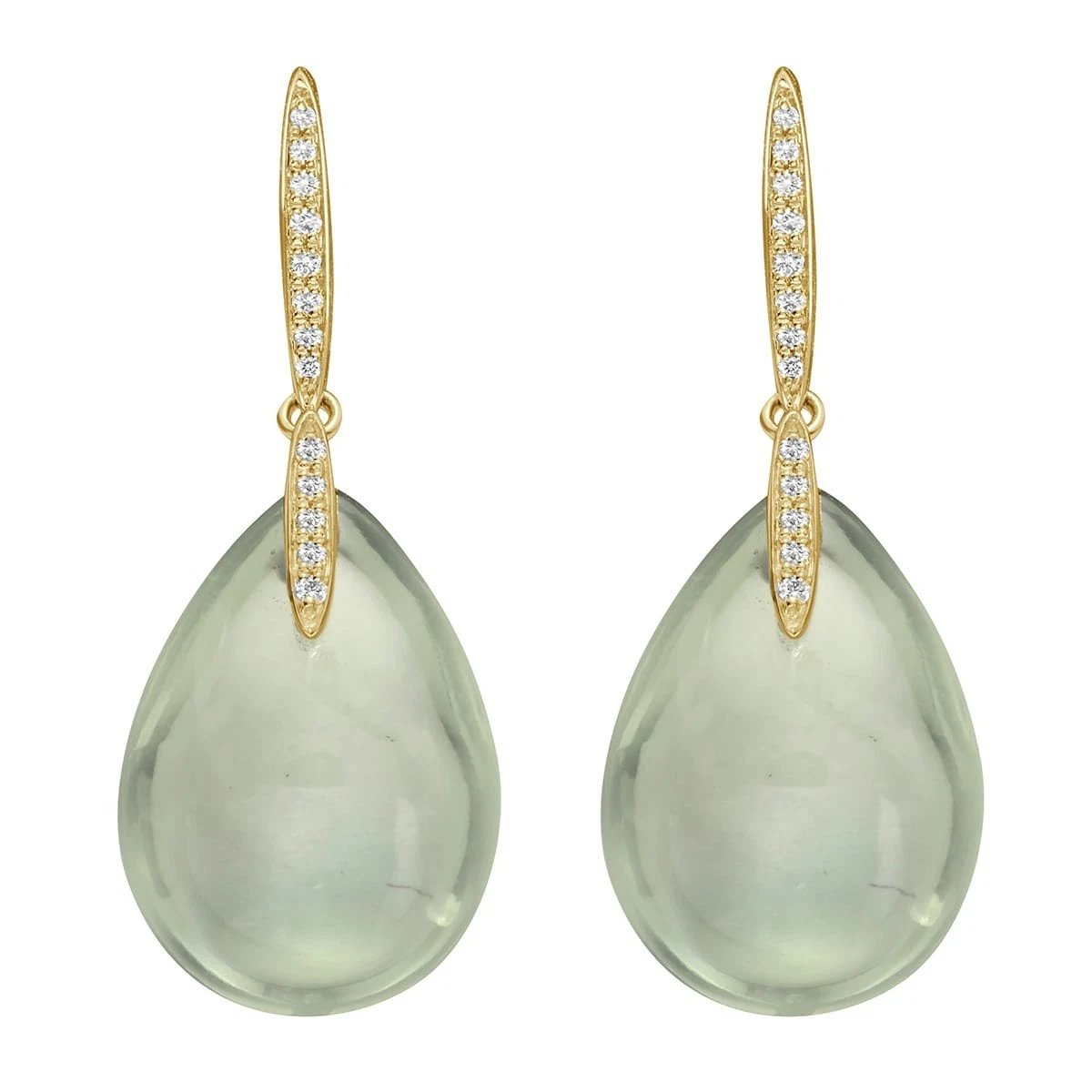 Solid 14K Yellow Gold Green Amethyst & Diamond Earrings 0.1 ct tw G SI1 Women's