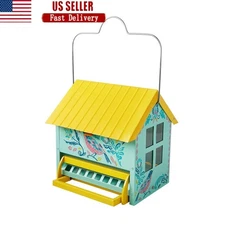 Squirrel Proof Metal Bird Feeder Hopper Dual Sided Perches 16 Feeding Ports New