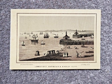Lowestoft Harbour and Kirkley Cliff, Lowestoft - Small Antique Print - 1870