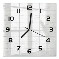 Wanduhr Aus GehäRtetem Glas Als Glasuhr Backsteinwand Schwarze Zeiger 30X30 Cm