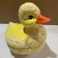 Vtg Byron Molds  5 1/2 “ Tall  Yellow Duck Trinket/ Candy Dish  (Very Adorable)