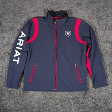 Ariat Full Zip Jacket Fleece Lined Endurance Riding Coat Unisex L Navy Red EUC