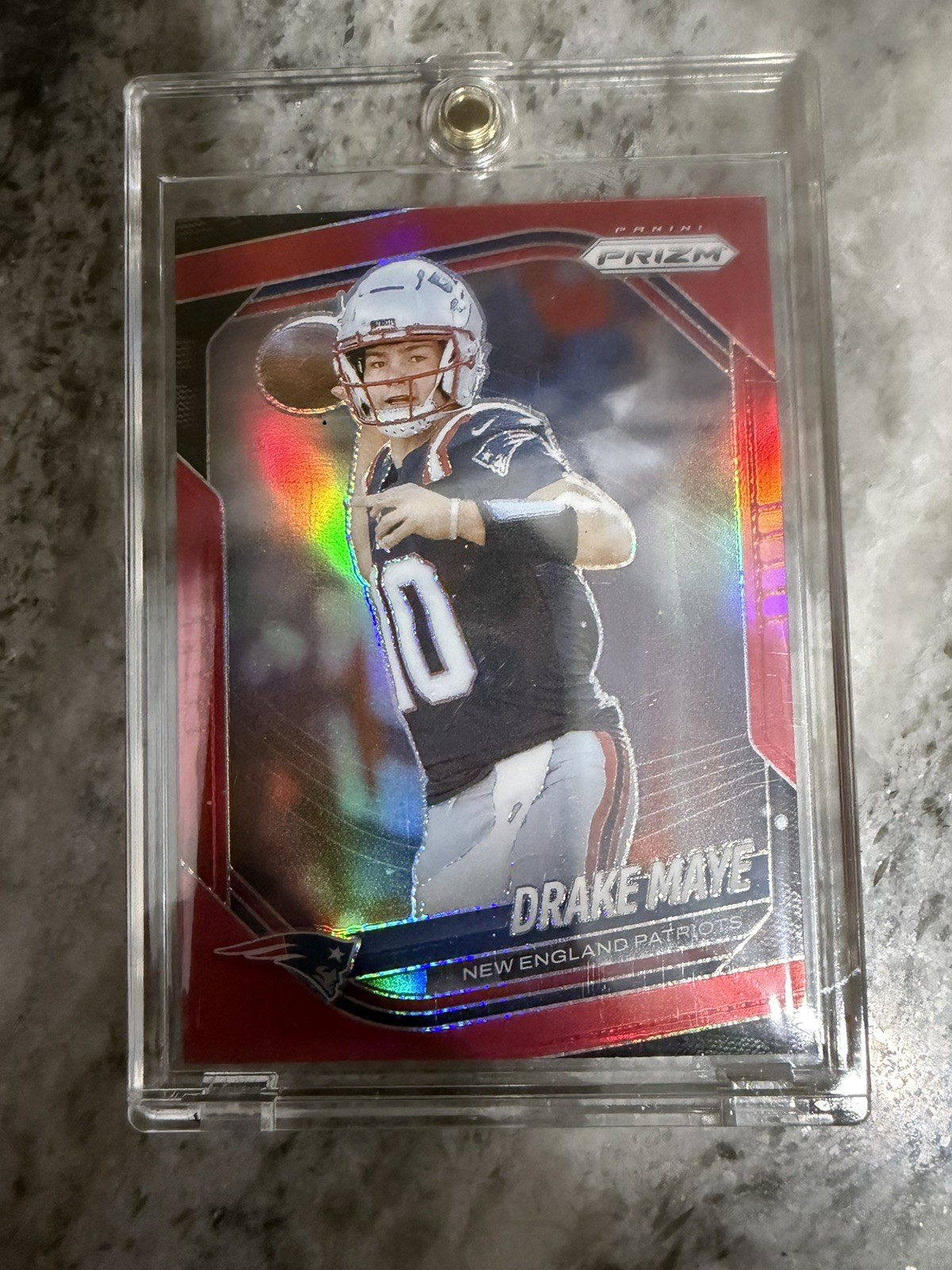 Drake Maye 2025 Panini Prizm Football #165 SSP Red Parallel Short Print Case Hit