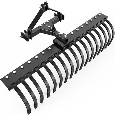 50in Three Point Landscape Rake Steel Tines Quick Mount CAT 0 1