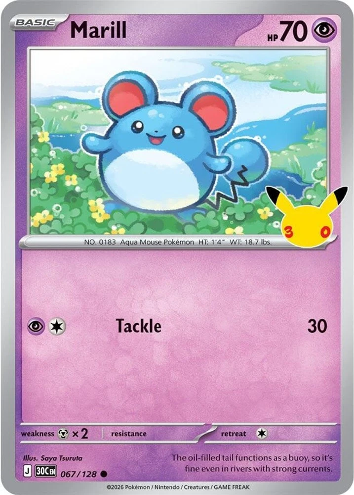 Marill - 30th Celebration #67 Price & Value ($0.23) | PokeScope