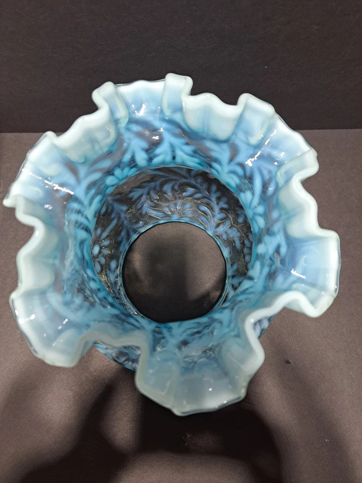Lámpara de aceite Fenton/LG Wright 16" azul margarita y helecho ¡en magnífico estado!! Foto 3 de 4