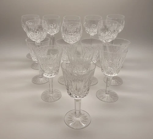 Waterford Lismore Crystal Hock Balloon Wine Glasses & Goblets Set 16 Vintage