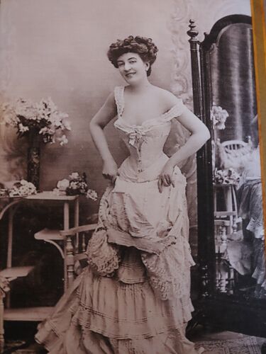 vintage Réimpression mate imprimé risque jolie femme en lingerie début années 1900 édouardienne - Photo 1 sur 4
