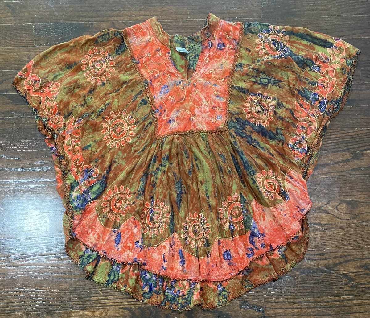 Kirat Boho Tie Dye V-Neck Blouse Women
