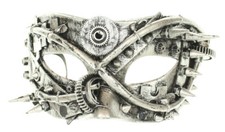 Mardi Gras Steampunk Spike Mask Silver Tone A...
