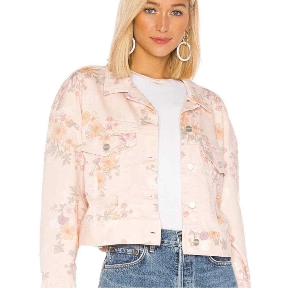 SANCTUARY x REVOLVE Garden Girl Retro Floral Denim Jean Jacket Sz. Medium