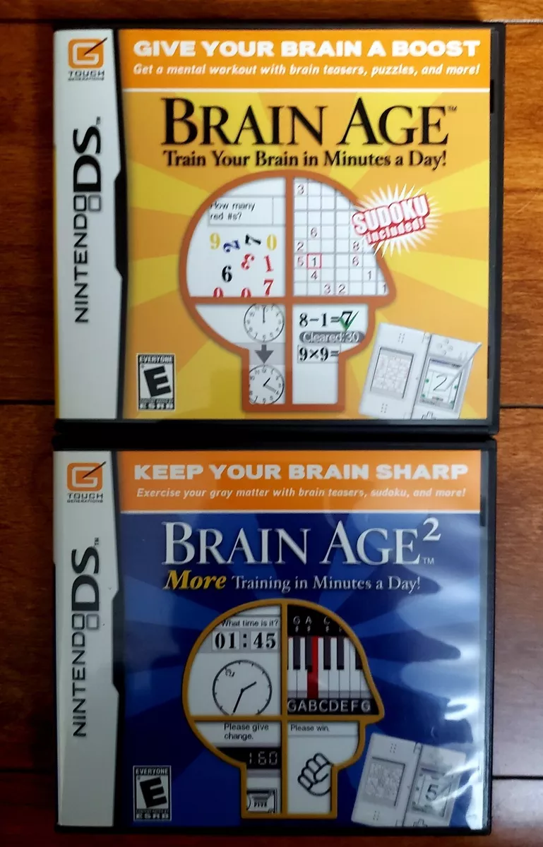 Nintendo DS Brain Age Brain Age 2 Train Your Brain in Minutes a Day Lot