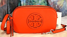 NWT Tory Burch Miller Logo Mini CrossBody Bag In Poppy Red Pebbled Leather