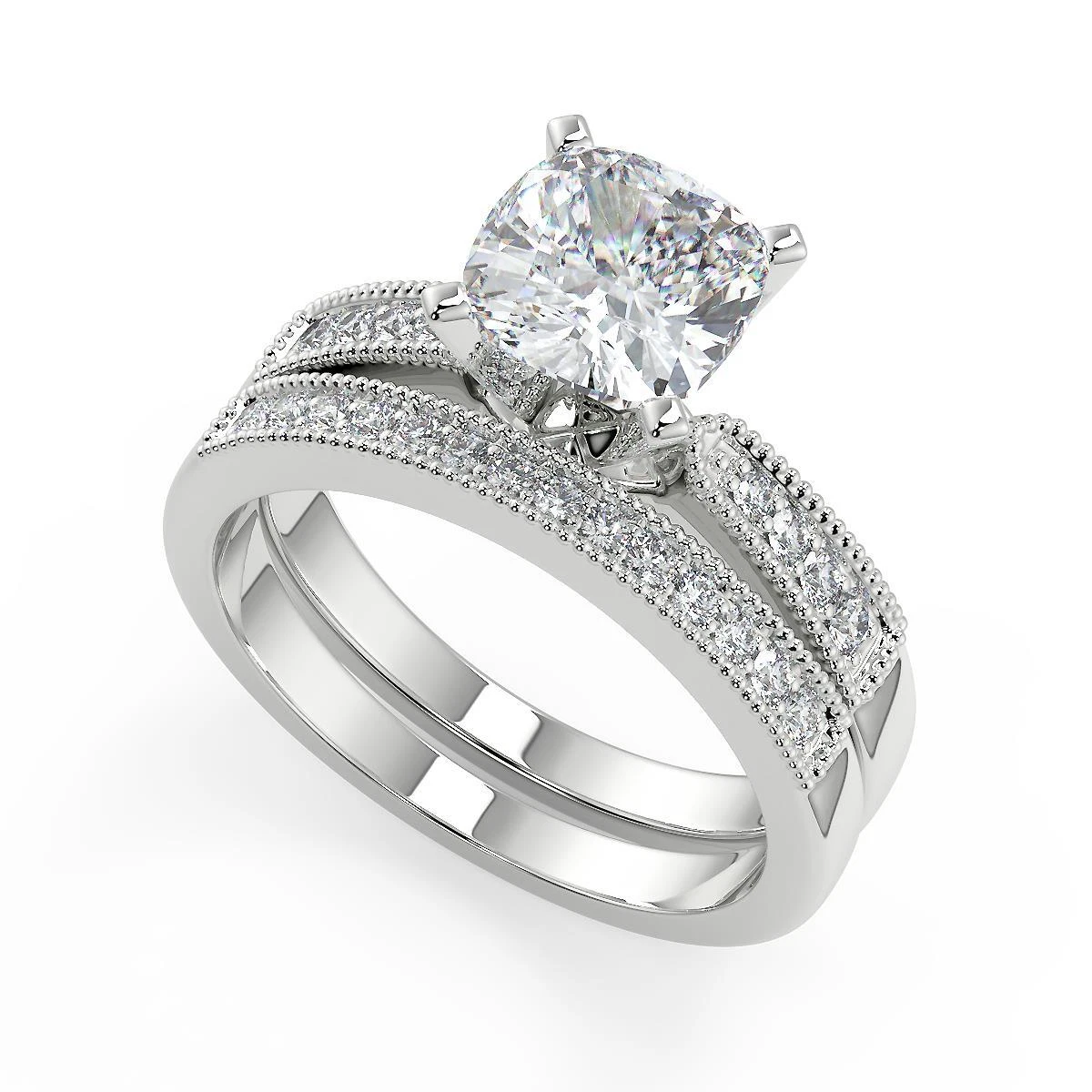 Milgrain diamond shop engagement ring