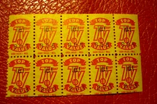 Vintage 10 Pcs. Top Value 10 "TV" Trading Stamps Grocery Store Advertising
