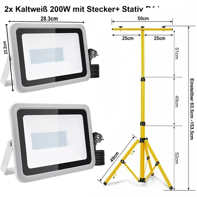 LEADGOODS Proyector LED Proyector de Construcción 20/30/50/100W Faro Trípode Foco Exterior Lámpara