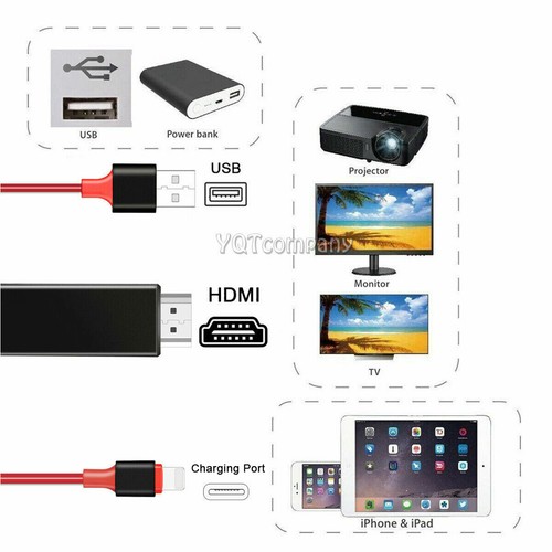6FT HDMI Mirroring Adapter Cable For iPhone 14 13 12 11 Pro XS Max 6 7 8 XR X SE - Picture 15 of 15