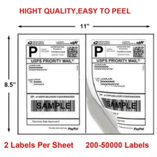 Self Stick Labels Half Sheet 8.5 x 5.5 Xmas Address Shipping labels 2 Per Sheet