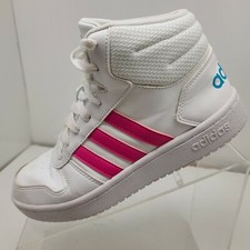 Adidas Hoops 2.0 Mid Shoes White Pink Big Kids Size 5 Women's Size 6