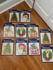 New Vintage Christmas Suncatcher Window Decorations Lot Faux Stained Glass NOS