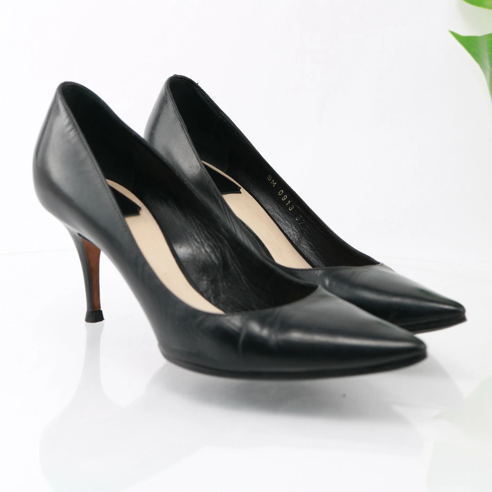 Robe escarpin femme Dior taille 37,5 7,5 pointu cuir noir 70 mm talon moyen luxe