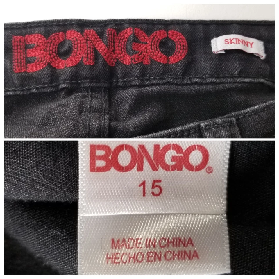 Bongo Womens Skinny Jeans Size 15 Dark Wash Cotton Blend Stretch Black Denim - Image 3 of 4
