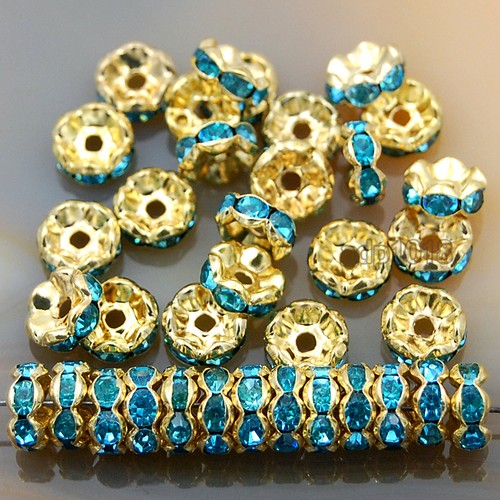 100Pcs Czech Crystal Rhinestone Wavy Rondelle Spacer Beads 4-10mm Gold & Silver - Picture 25 of 35