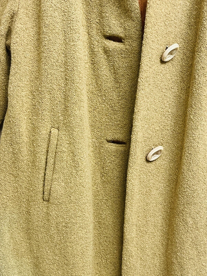 VTG Forstmann Frigelda Winter Coat Wool Fur Collar Satin Lined Button-up Size M - Image 4 of 4