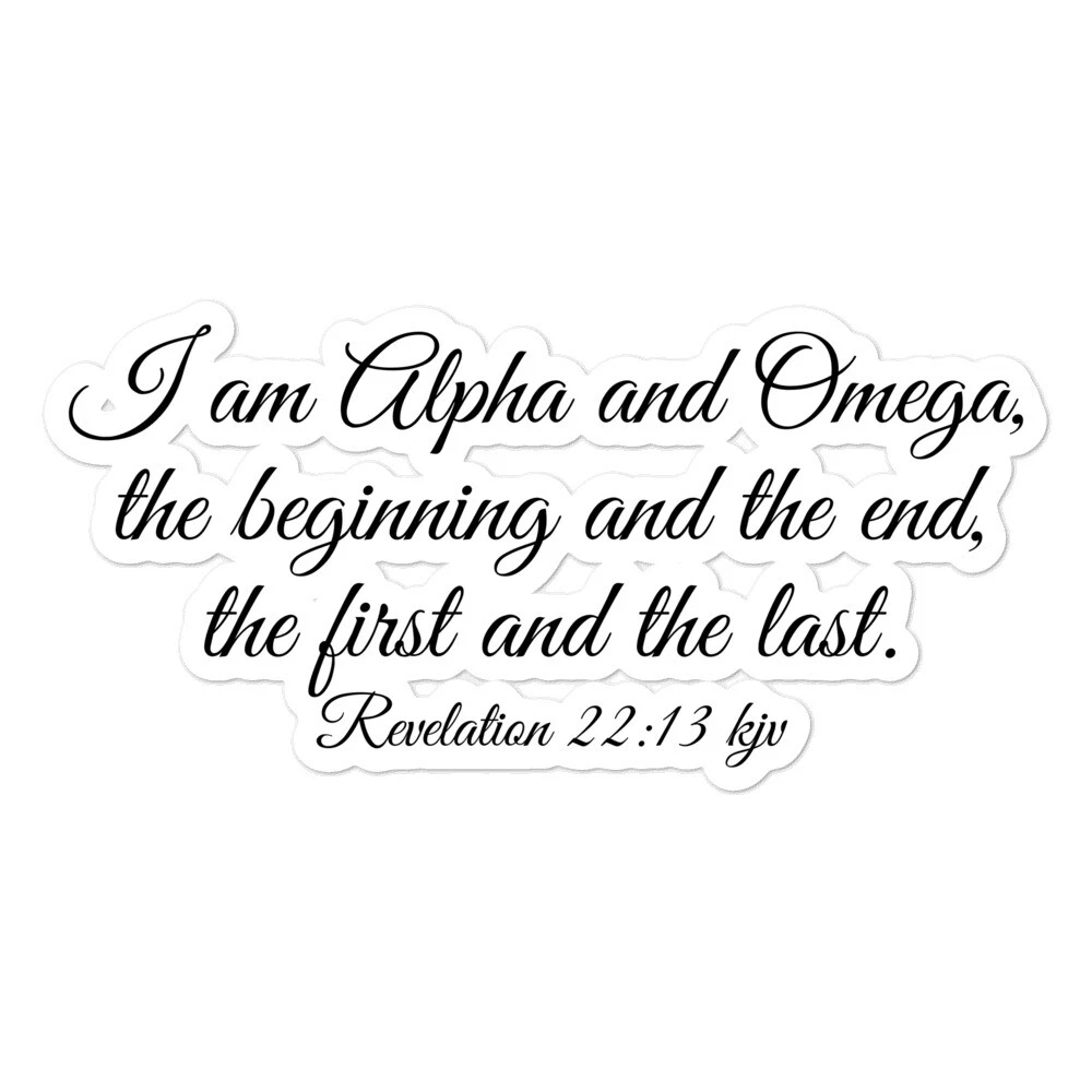 Christian Faith Bible Verse Sticker Gift Revelations 22:15 I am Alpha and  Omega