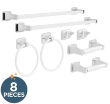 NEW Futura Bath Set-2 Towel Bars 2Towel Rings 2 TPH  2 Hooks in Polished Chrome