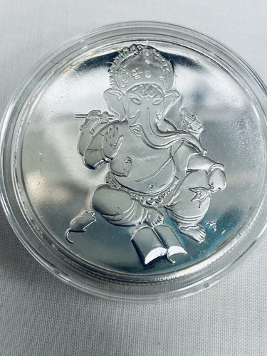 Ganesha .999 Argento Incapsulato Rotondo - Hindi - Foto 3 di 5