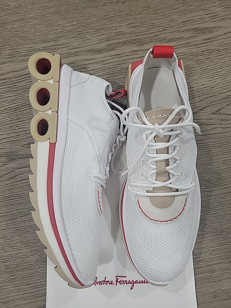 スニーカー SALVATORE FERRAGAMO White Tech Knit Nima Sneakers Salvatore Ferragamo Nima Knit Men's White Running Sneakers