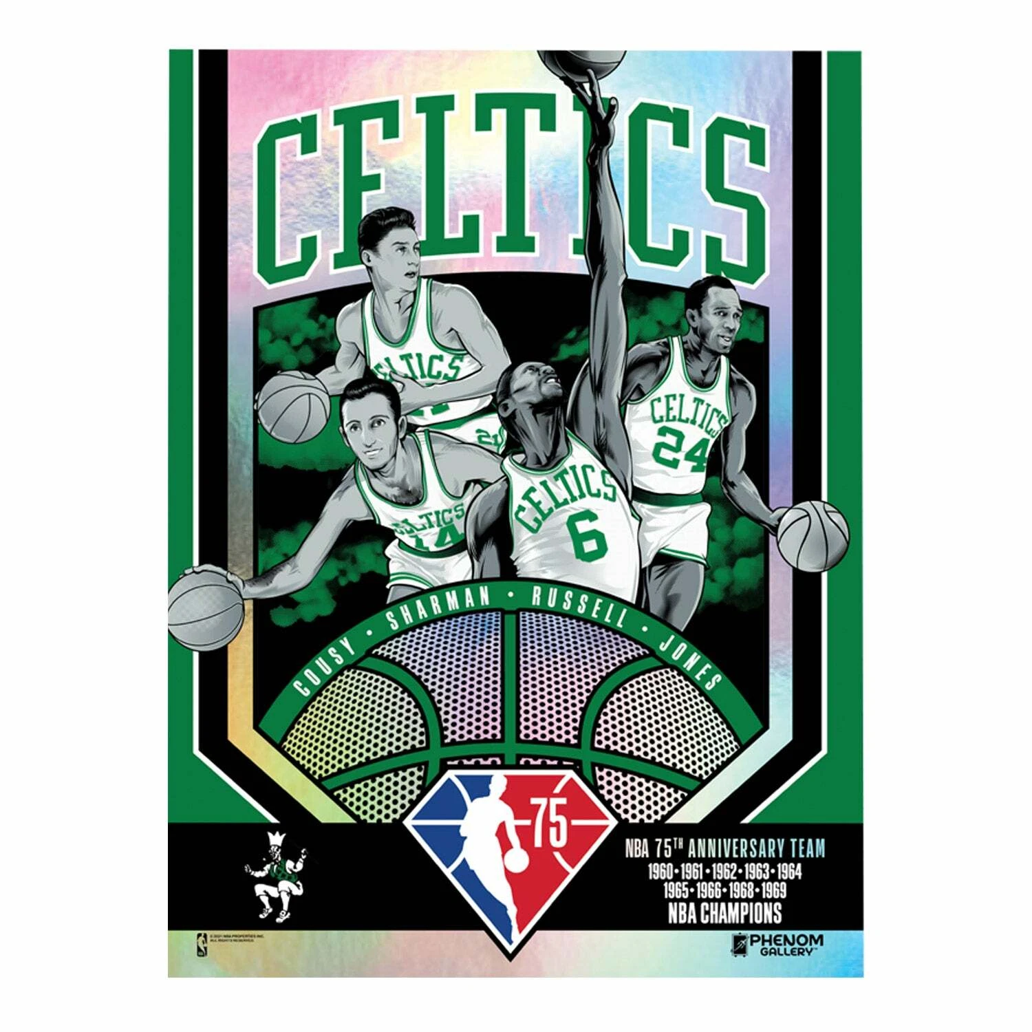 Phenom Gallery Boston Celtics 75th Anniv 60's NBA Champs Poster