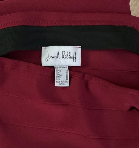 JOSEPH RIBKOFF Womens Size 10 Burgundy Red Ribbed Elastic Waist Pull-On Skirt - Picture 4 of 4