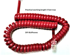AT&T Cherry Red Vintage Phone Short Handset Cord Trimline Princess 2500 Curly