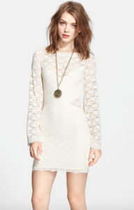 cream lace bodycon dress