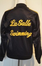 Vintage Black Stretch Polyester Broderick Warm Up Jacket Swimming Medium