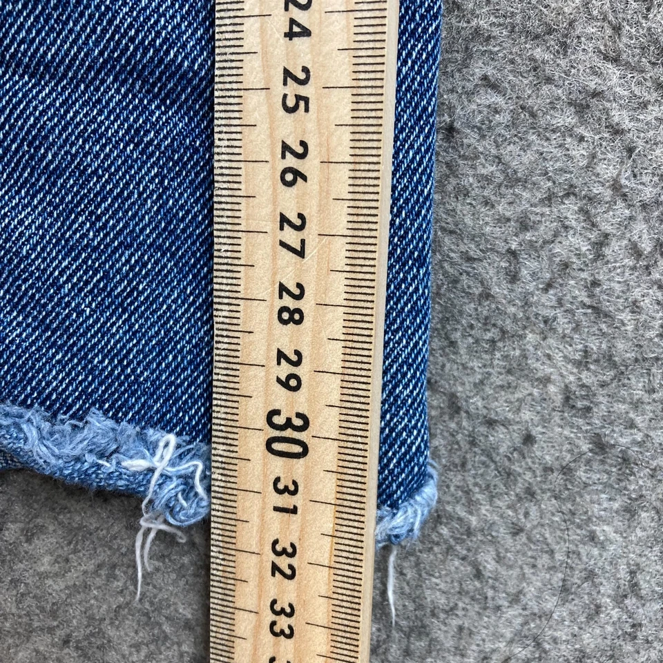 Monki Denim Shorts Womens 10 W28 Blue High Waist Frayed Hem Cotton Zip 50526 - Image 4 of 4