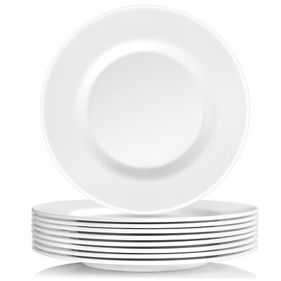 Plates 10inch Melamine Dinner Plates Round White Durable Dishes Set of 8 for ...