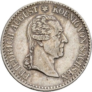 Künker: Sachsen Friedrich August I. 1/6 Taler 1827 S Silber