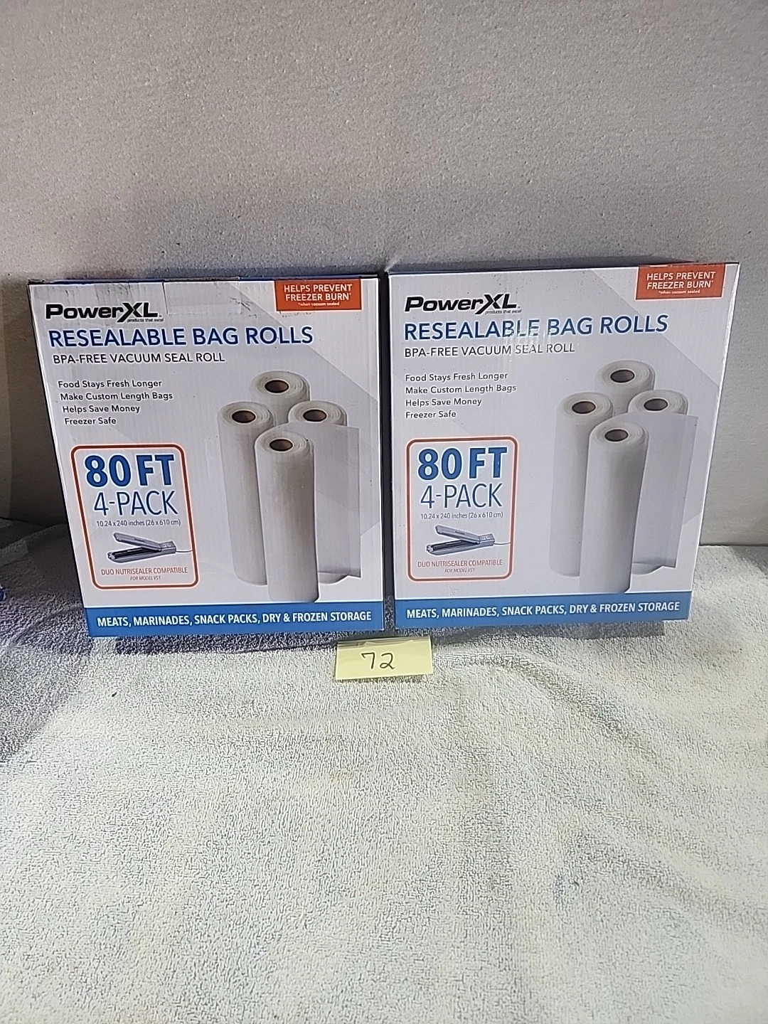 2 Boxes Power XL Vacuum Sealer Bag Rolls - 80 Ft Total 10.25” Wide - 4 Each Pk
Opens in a new window