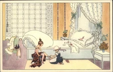 A/s MELA KOEHLER BROMAN 41/55 Little Girls Getting Dressed Postcard