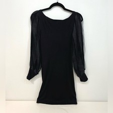 Alice + Olivia Wool Dress Sheer Balloon Long Sleeves Size Small