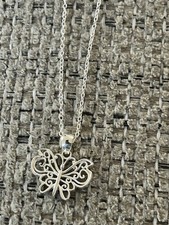 Beautiful Sterling Silver 925 Filigree Butterfly Necklace 18  Chain 368