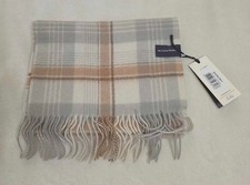 Tartan blanket co 100 Cashmere Scarf in Cream Rustic Check Brand New