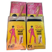 VTG Retro Rapture Nylon Mid-Calf Length Pant Sock Lot of 4 Chocolate and Navy