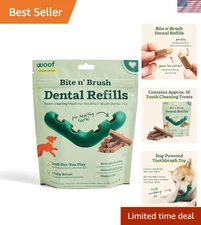 WOOF - Bite n' Brush Refills for The Dog Toothbrush Toy - Scrub Plaque and Ta