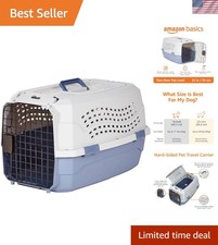 Durable 2-Door Pet Travel Carrier for Dogs  Cats - Gray  Blue, 22.8"L x 15"W