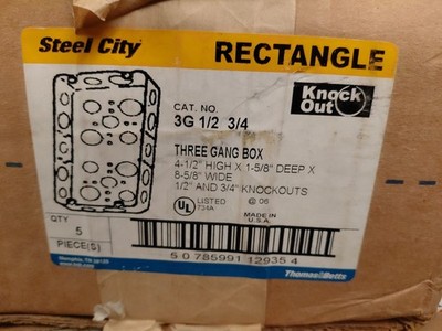 Steel City, 3g  1/2  3/4 , Three Gang Box ( 1 per )