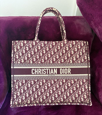 Christian Dior Book Tote Large Oblique Burgundy
